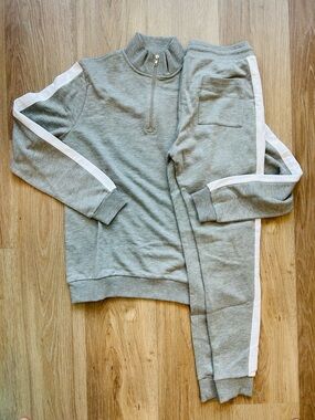 ASOS Gray and White Stripe Athleisure Set
